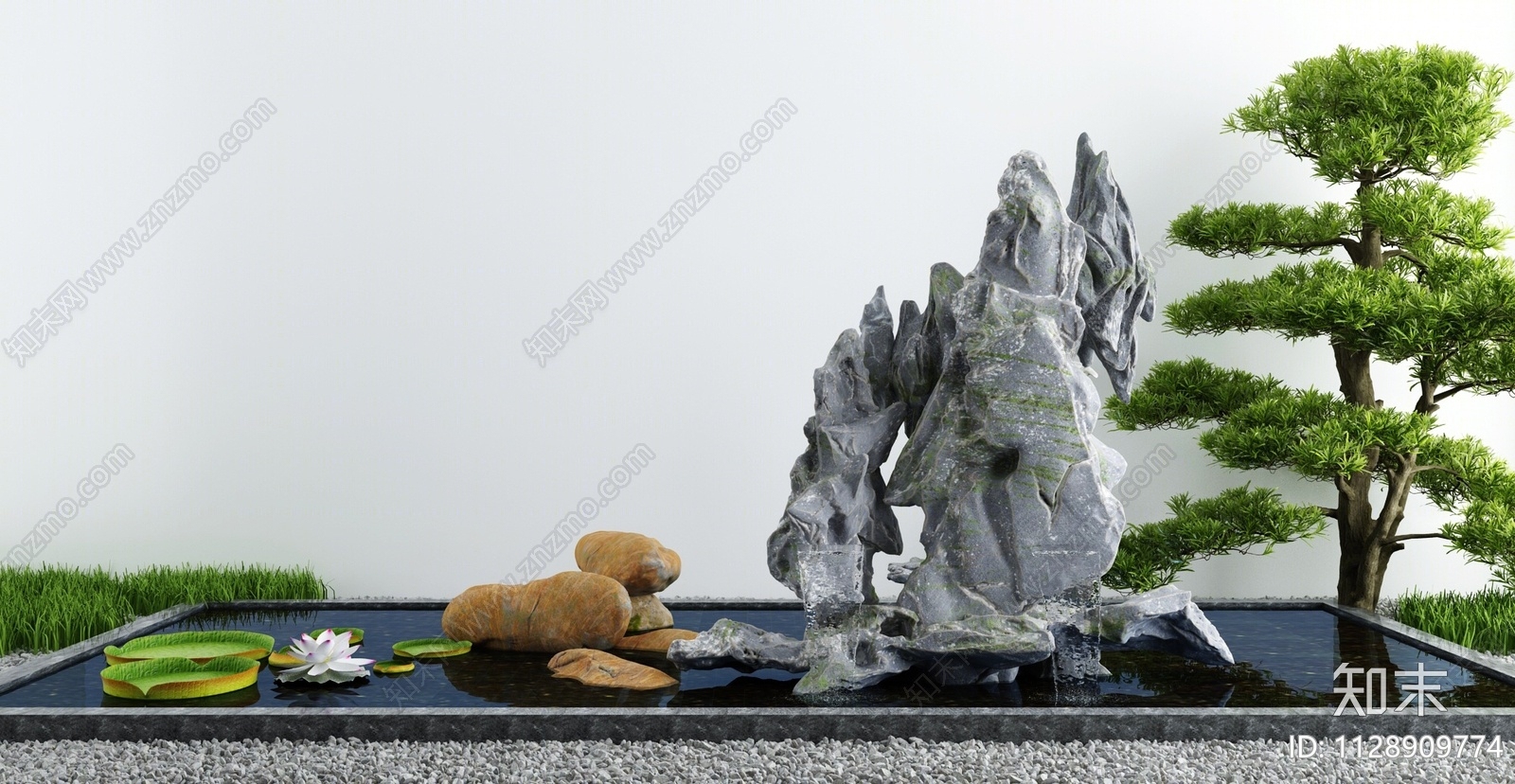 新中式假山水景3D模型下载【ID:1128909774】