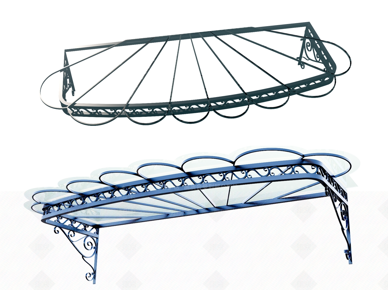 欧式玻璃雨棚SU模型下载【ID:1128923324】