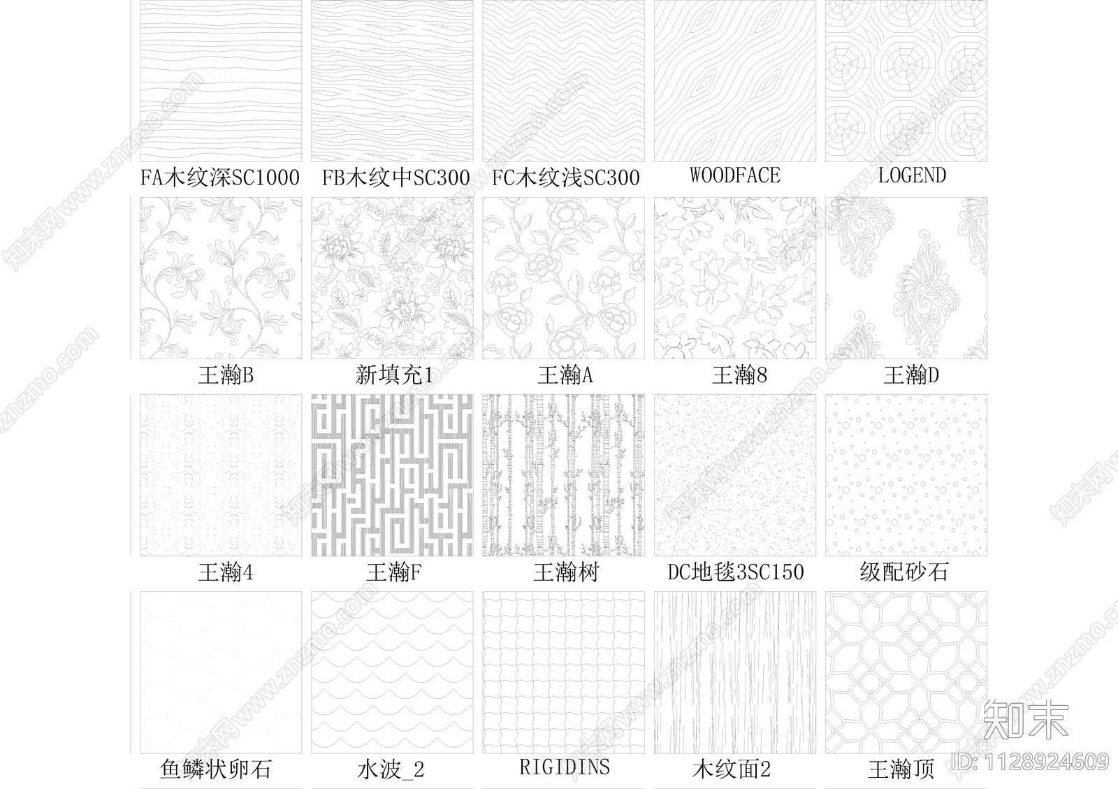 现代简约室内填充施工图下载【ID:1128924609】