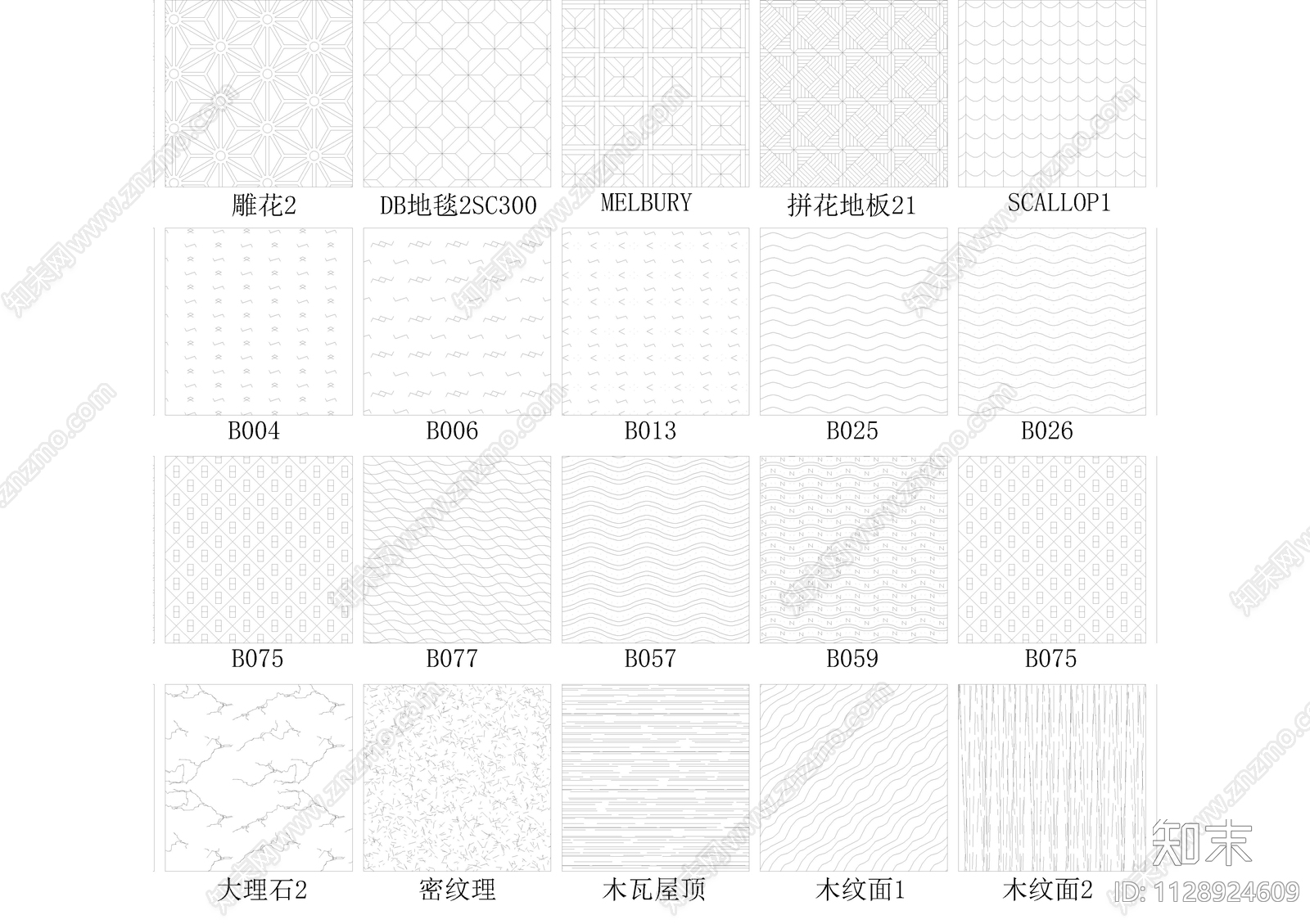 现代简约室内填充施工图下载【ID:1128924609】