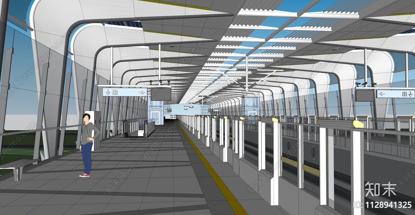 现代地铁站SU模型下载【ID:1128941325】