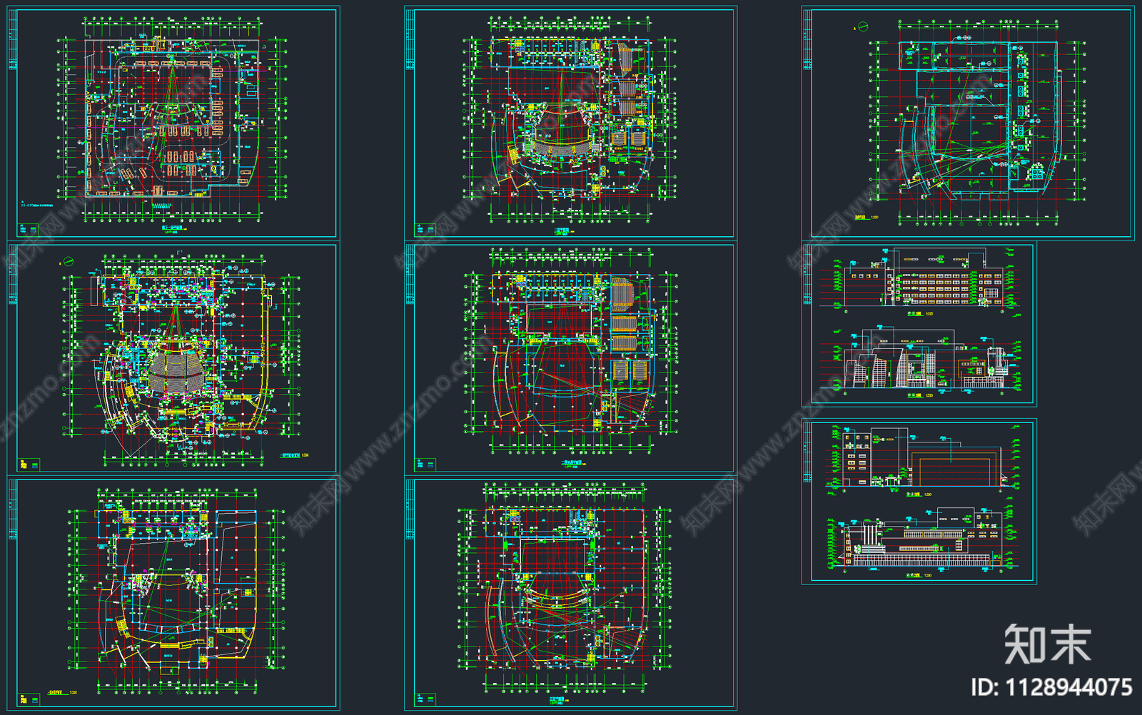 影剧院cad施工图下载【ID:1128944075】