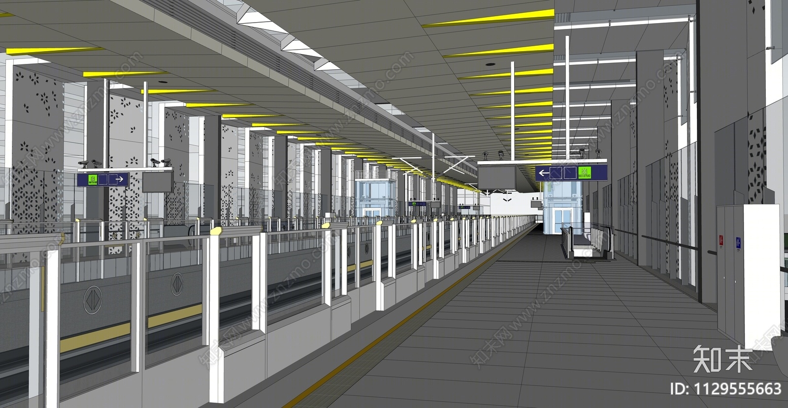 现代地铁站SU模型下载【ID:1129555663】