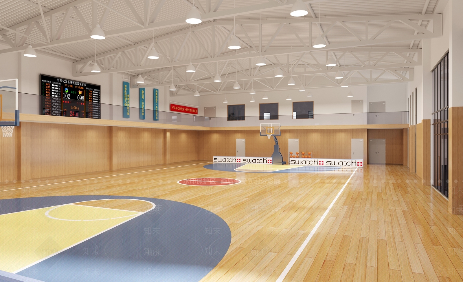 现代篮球场3D模型下载【ID:1128944567】