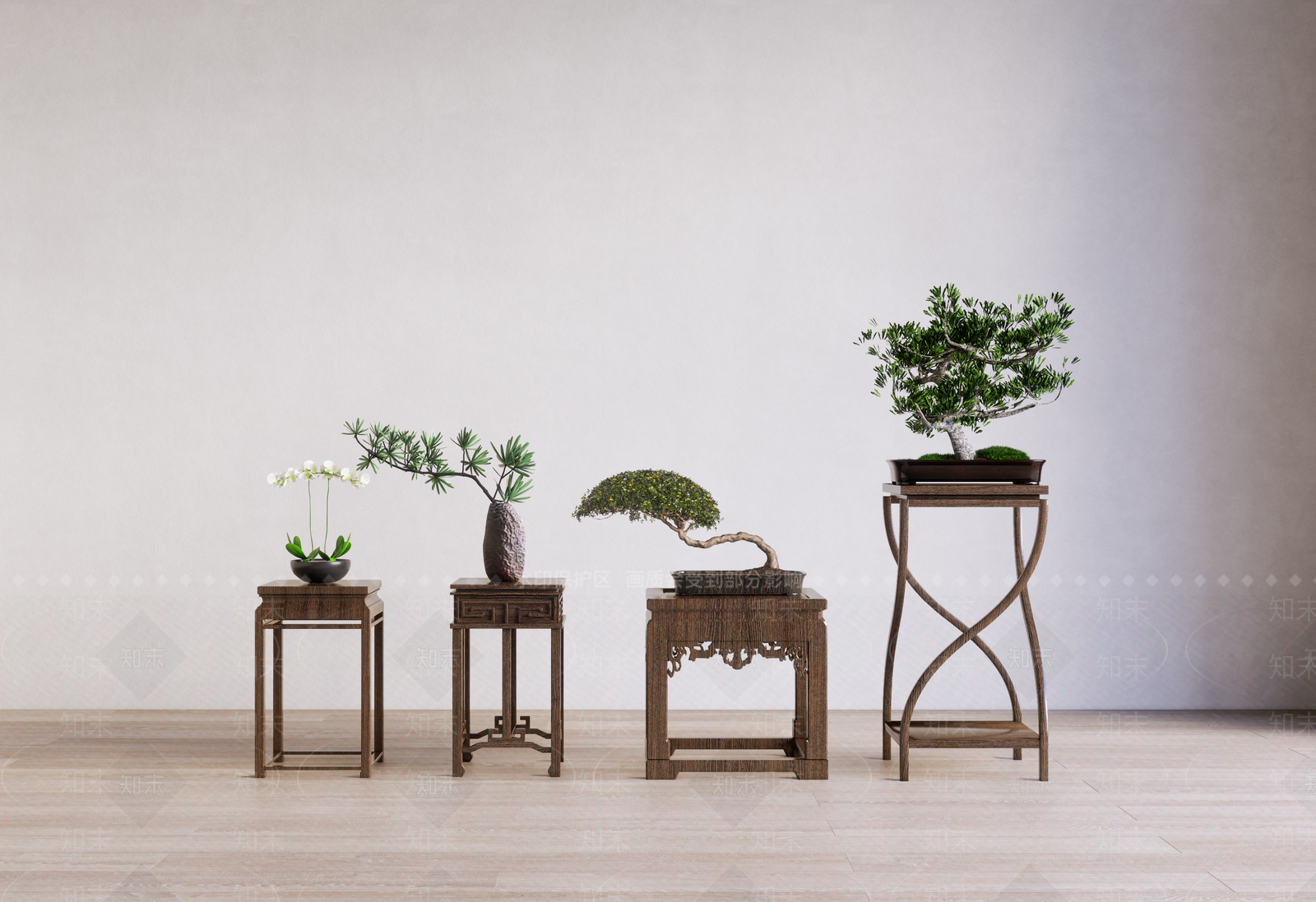 新中式花几组合SU模型下载【ID:1128947167】