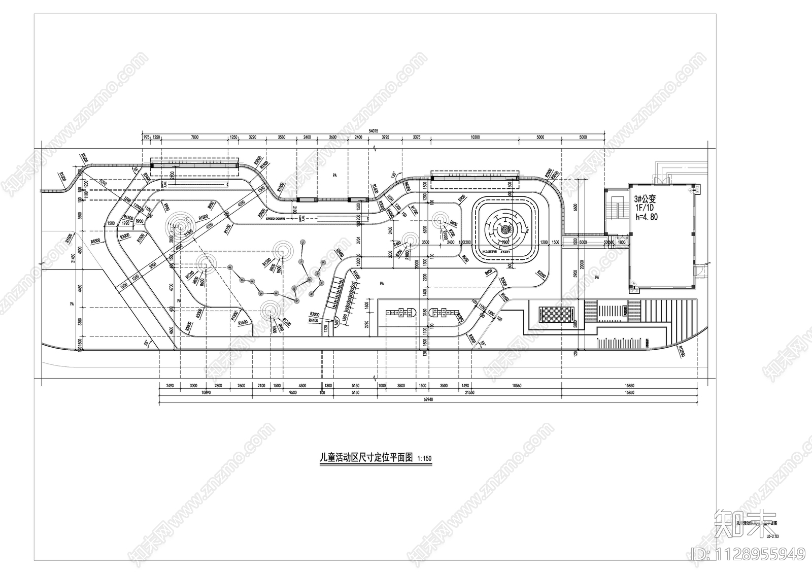 现代简约特色儿童活动区景观cad施工图下载【ID:1128955949】