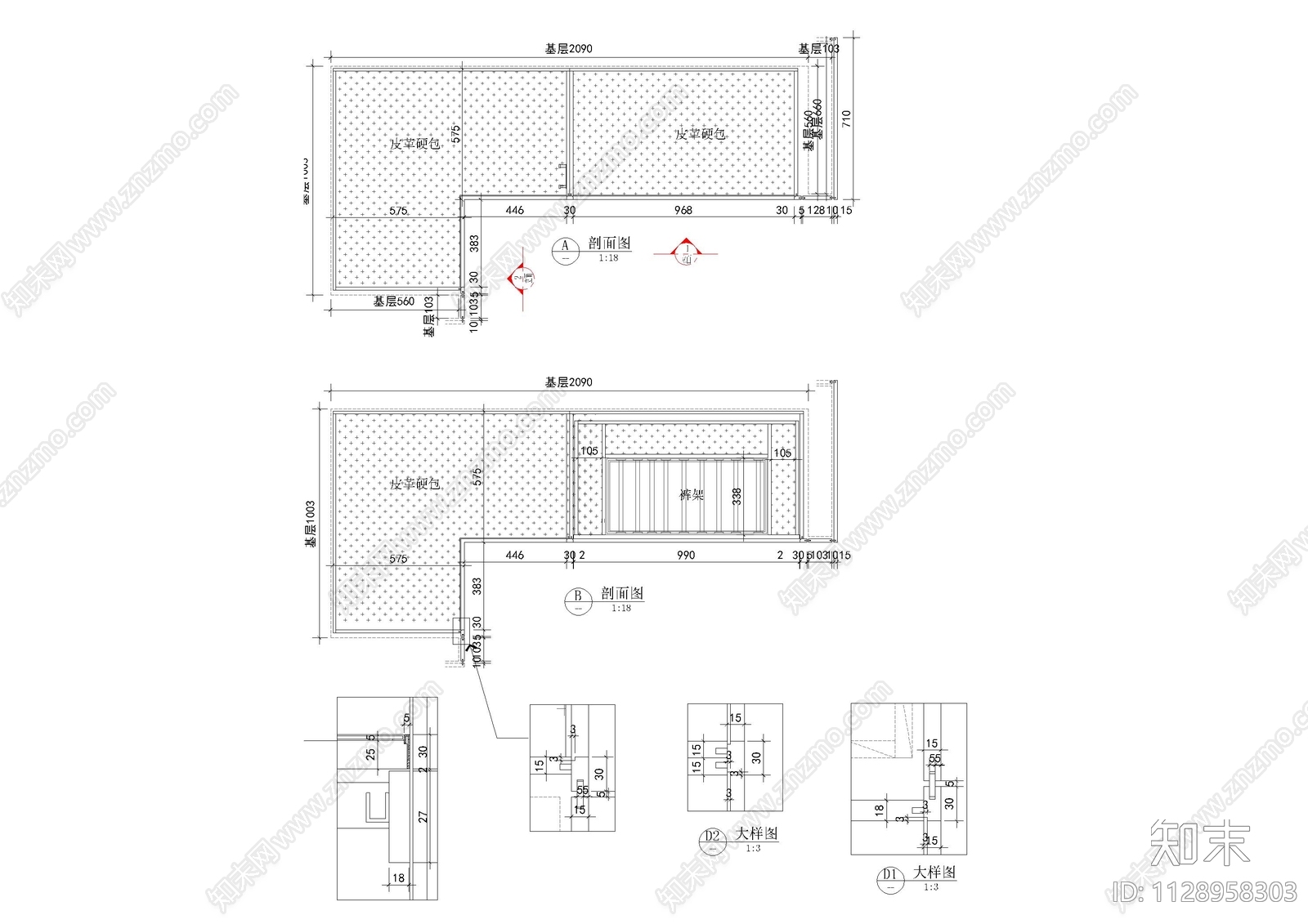 柜体深化节点图纸cad施工图下载【ID:1128958303】