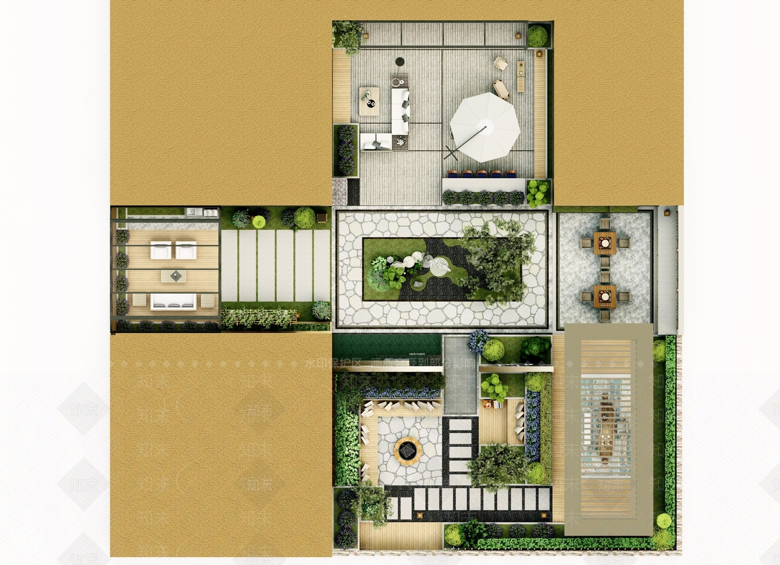 现代屋顶花园SU模型下载【ID:1128964740】