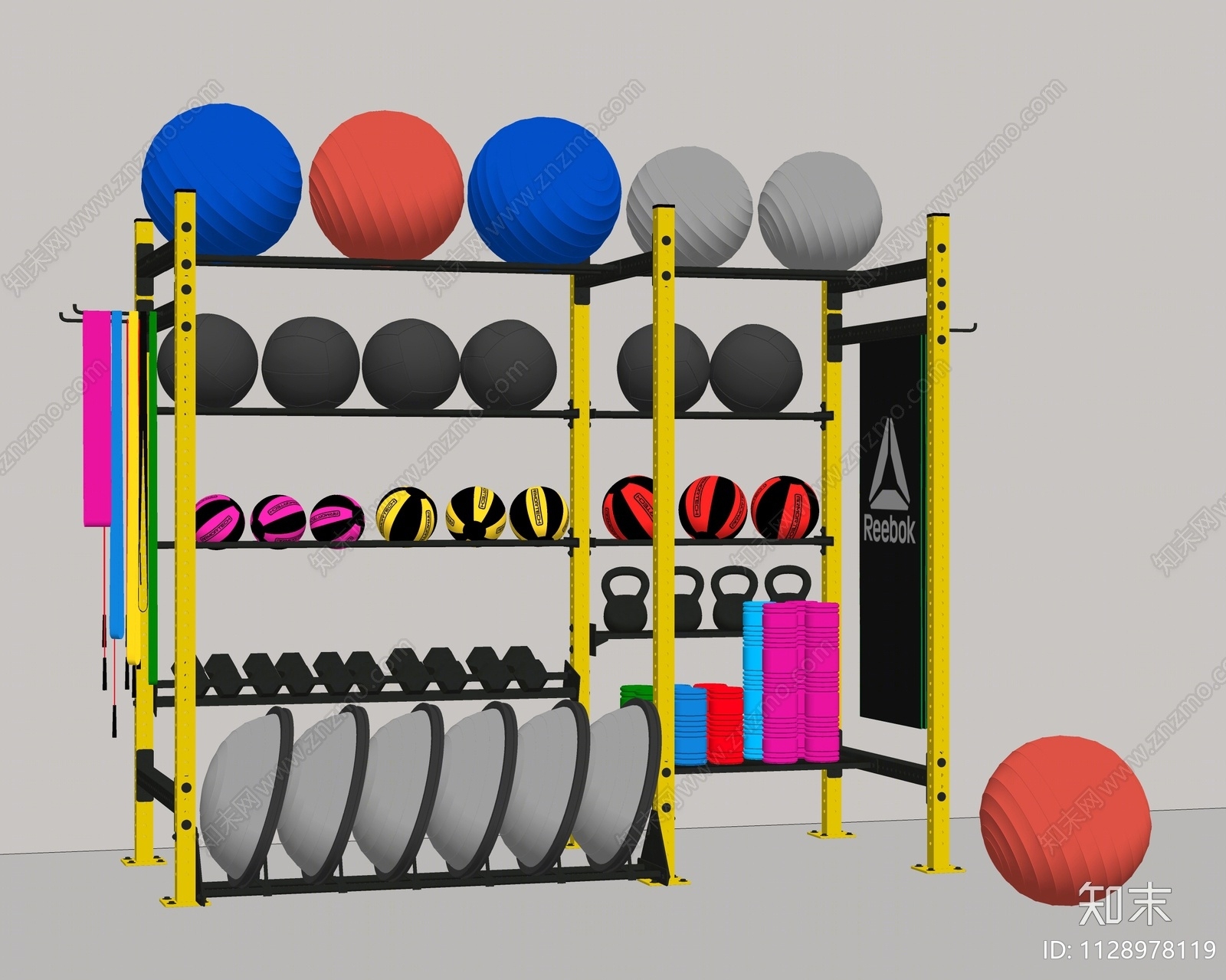 健身器材瑜伽球组合SU模型下载【ID:1128978119】