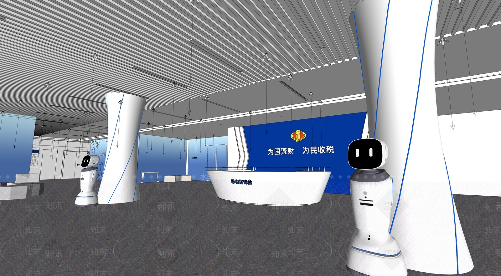现代办事大厅SU模型下载【ID:1128982850】