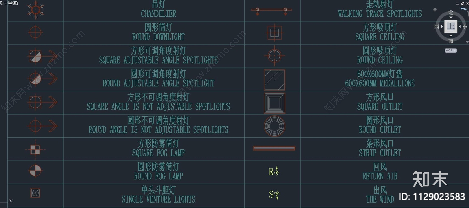 欧式简约灯具cad施工图下载【ID:1129023583】