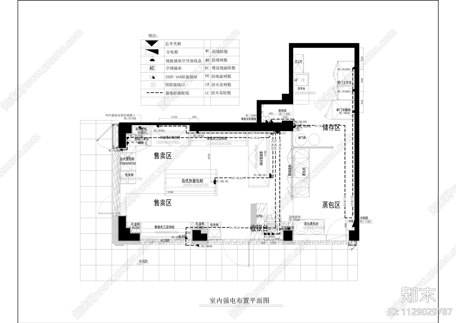 烘焙蛋糕面包店铺施工图下载【ID:1129029787】