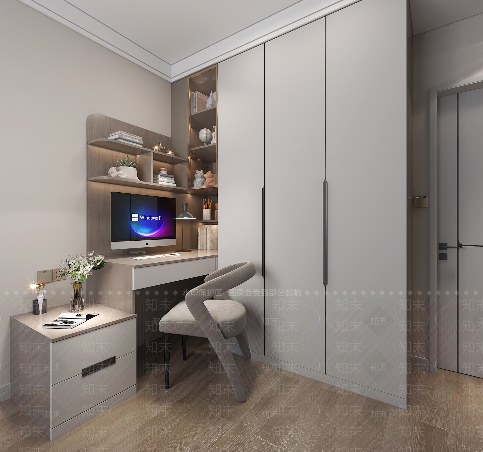 现代多功能转角衣柜3D模型下载【ID:1129035673】