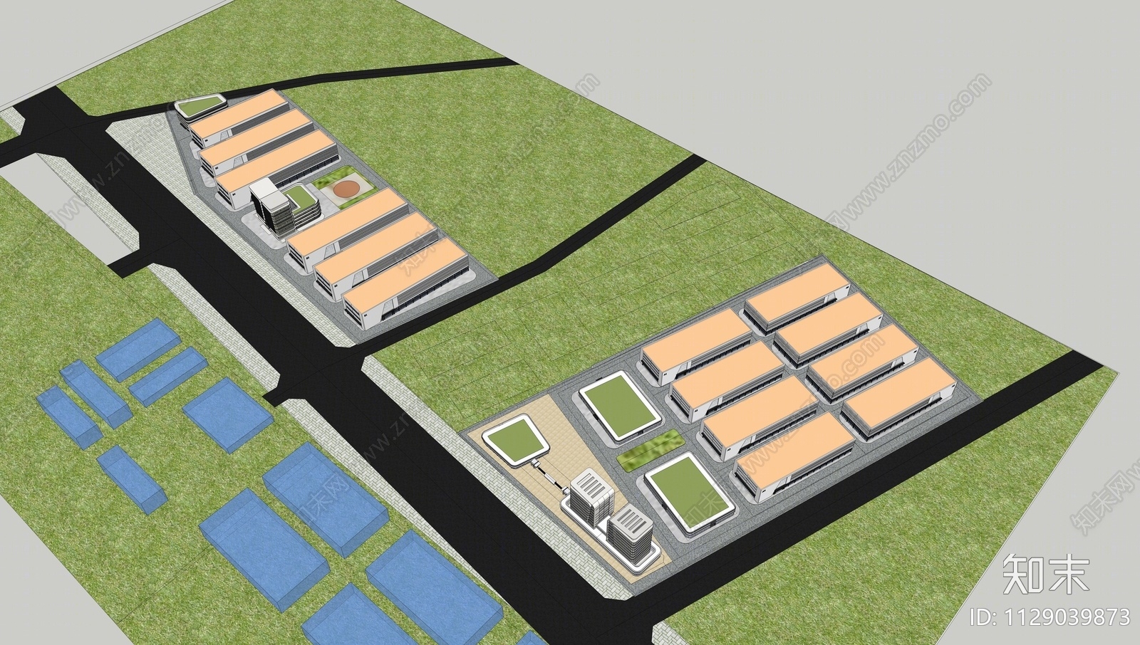 现代物流产业园SU模型下载【ID:1129039873】