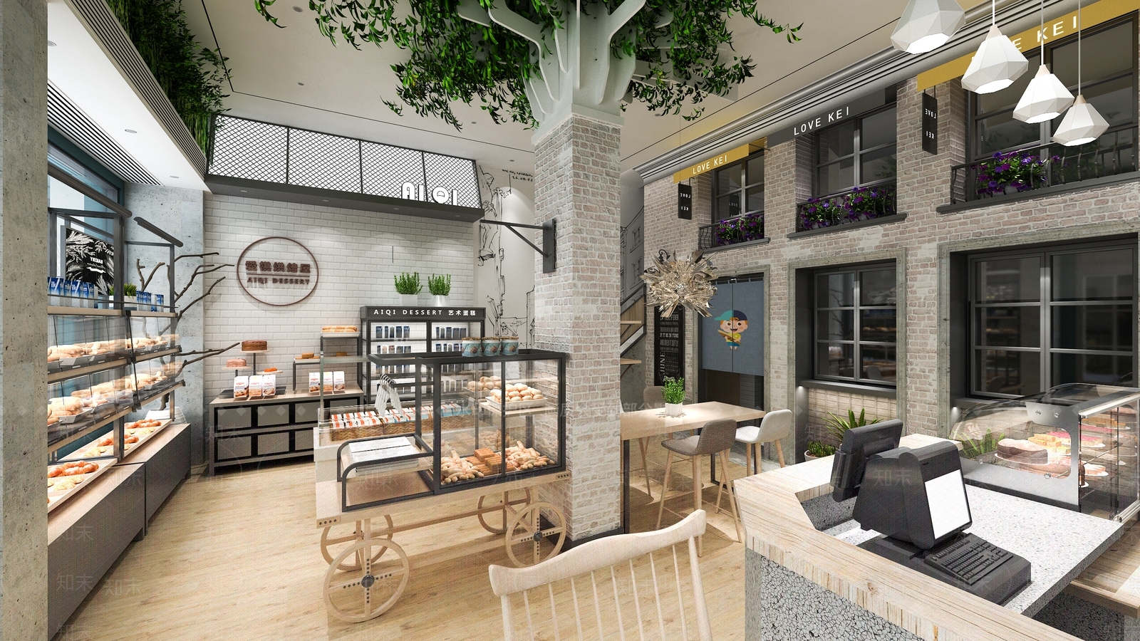 工业风甜品面包店3D模型下载【ID:1129041953】