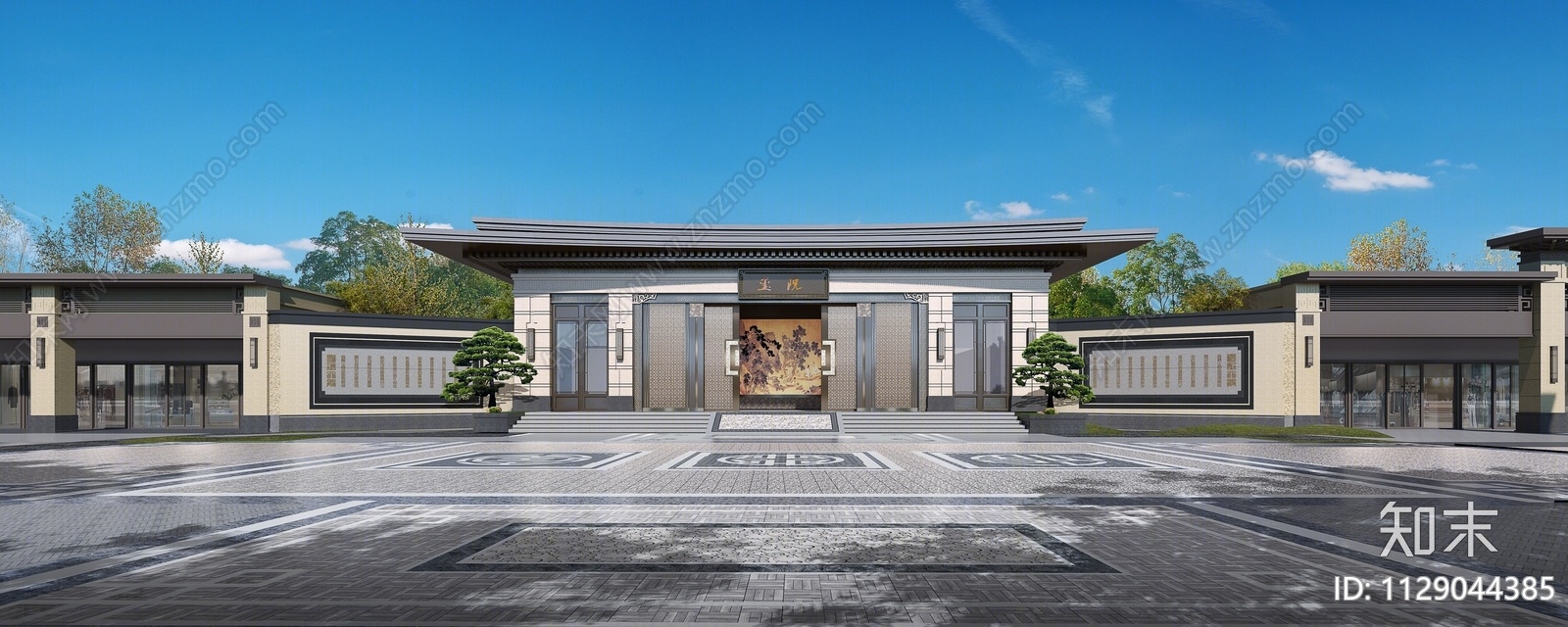 中式小区建筑SU模型下载【ID:1129044385】