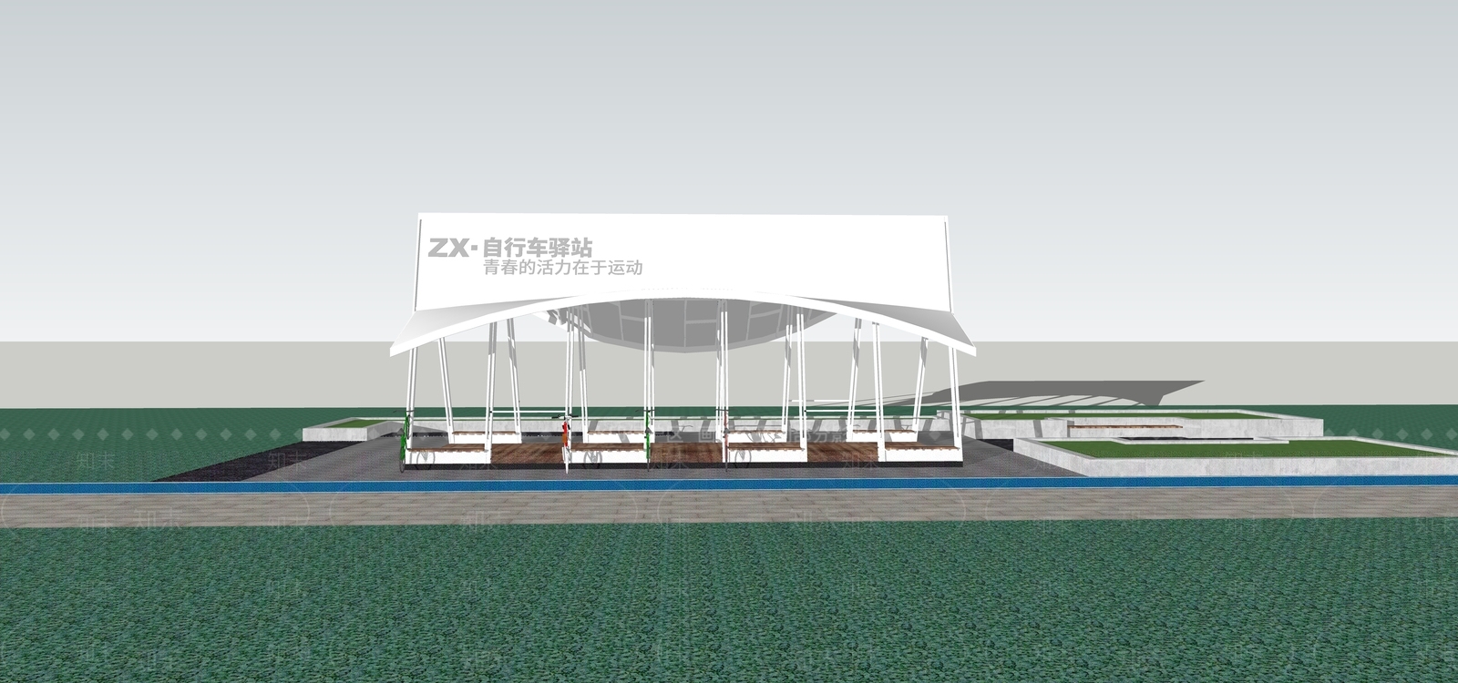 现代骑行驿站SU模型下载【ID:1129056643】