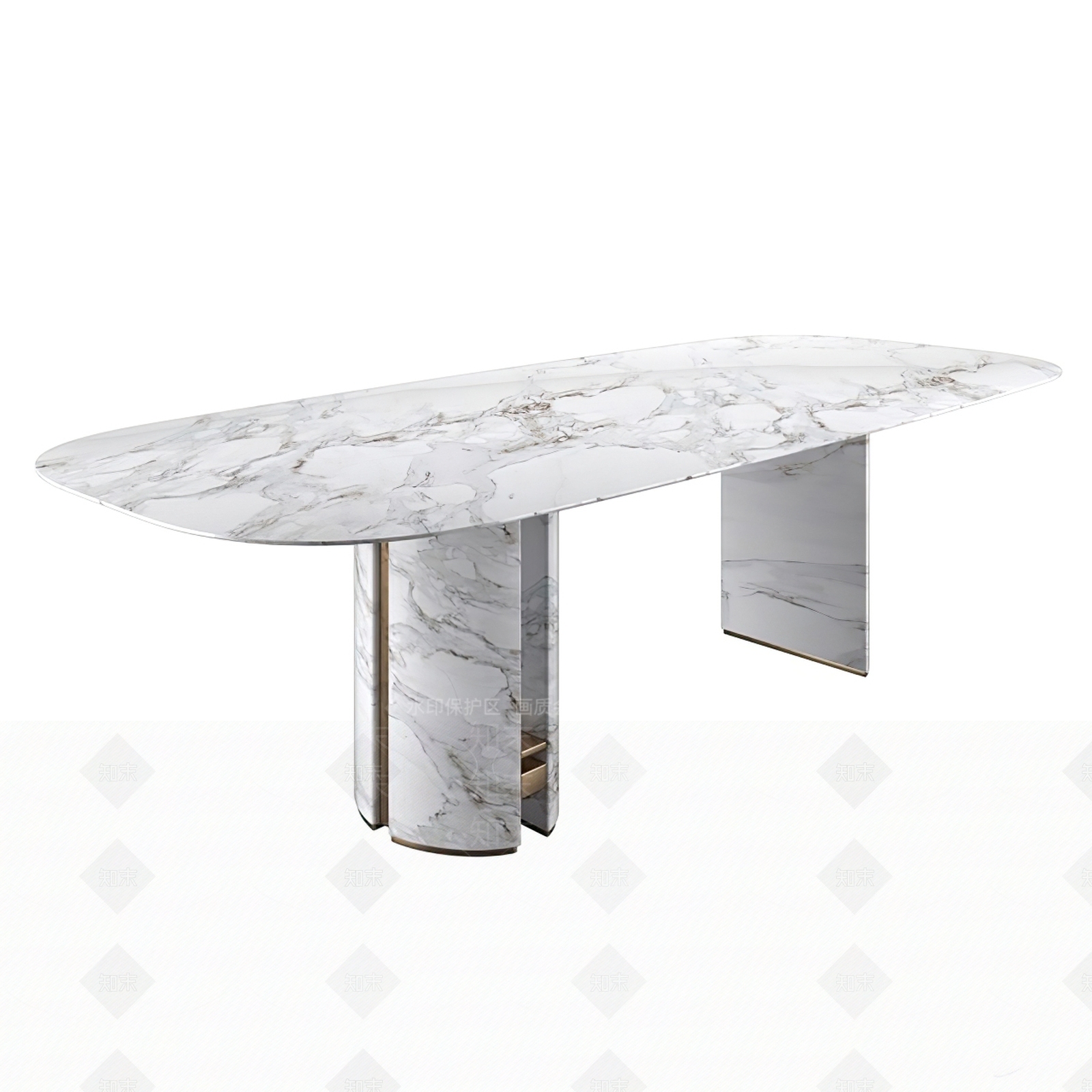 现代椭圆形餐桌SU模型下载【ID:1129060701】