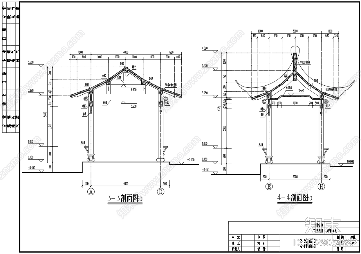 仿古建筑亭廊水榭施工图下载【ID:1129064692】