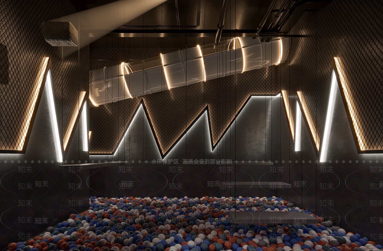 工业风室内娱乐空间3D模型下载【ID:1129072838】