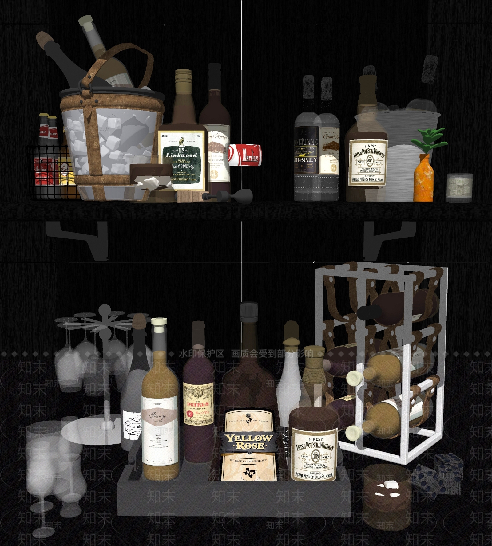 洋酒SU模型下载【ID:1129075661】