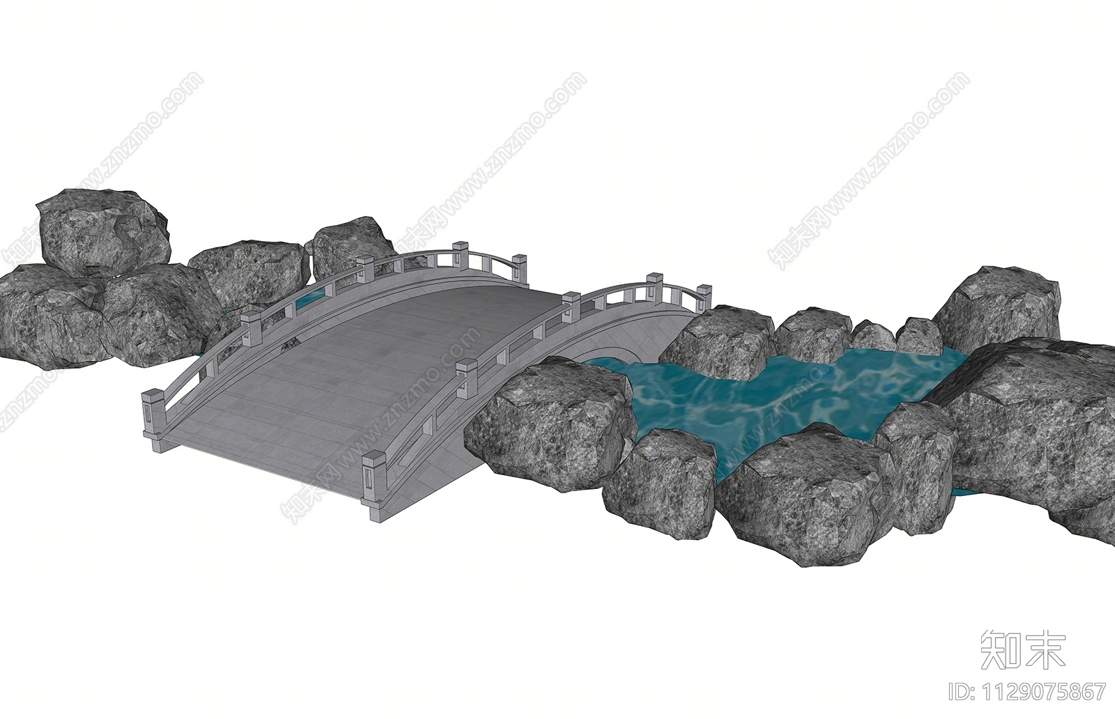 中式景观桥SU模型下载【ID:1129075867】