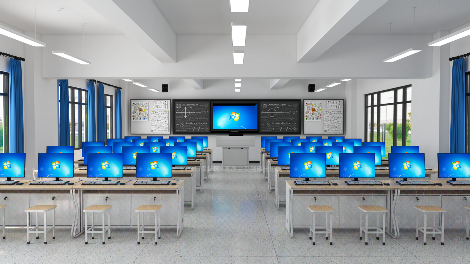 现代学校多媒体教室SU模型下载【ID:1129076124】