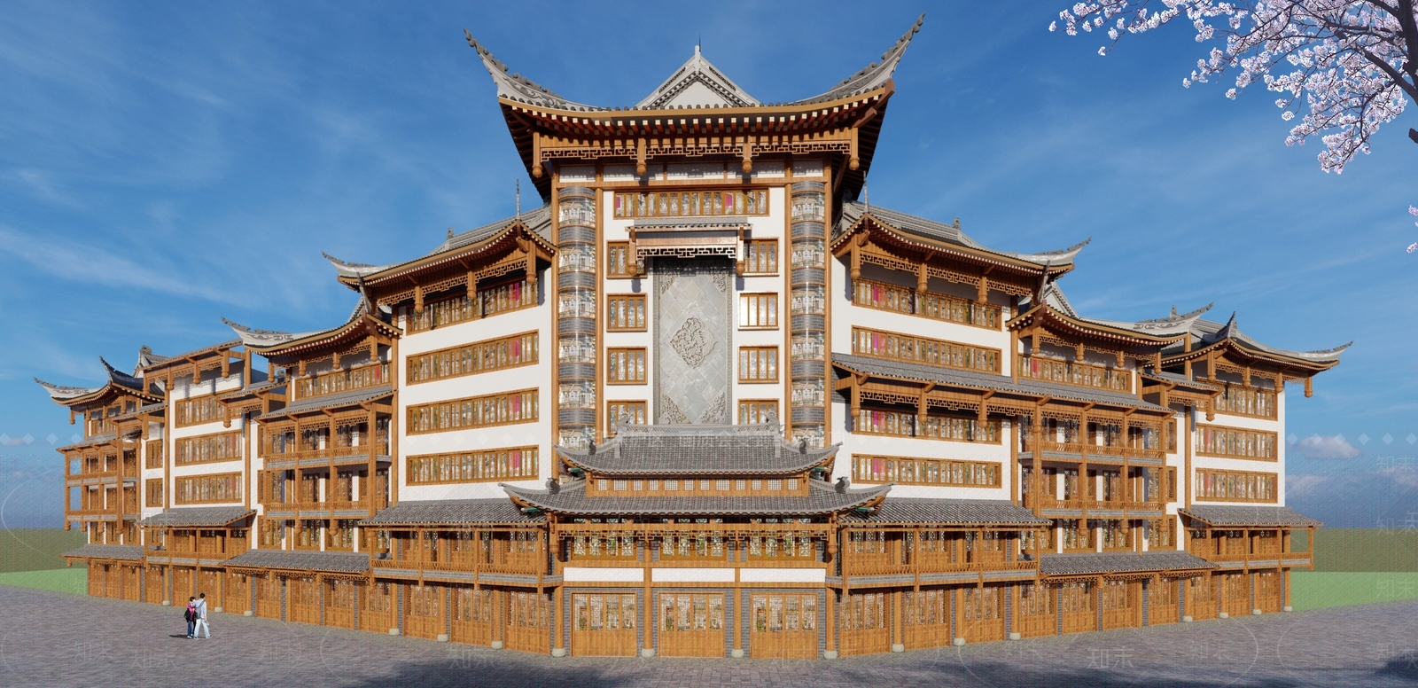 中式商业街SU模型下载【ID:1129093399】