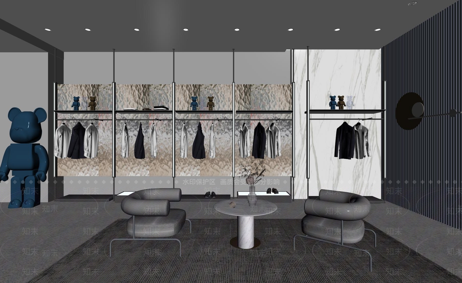现代潮牌服装店SU模型下载【ID:1129099438】
