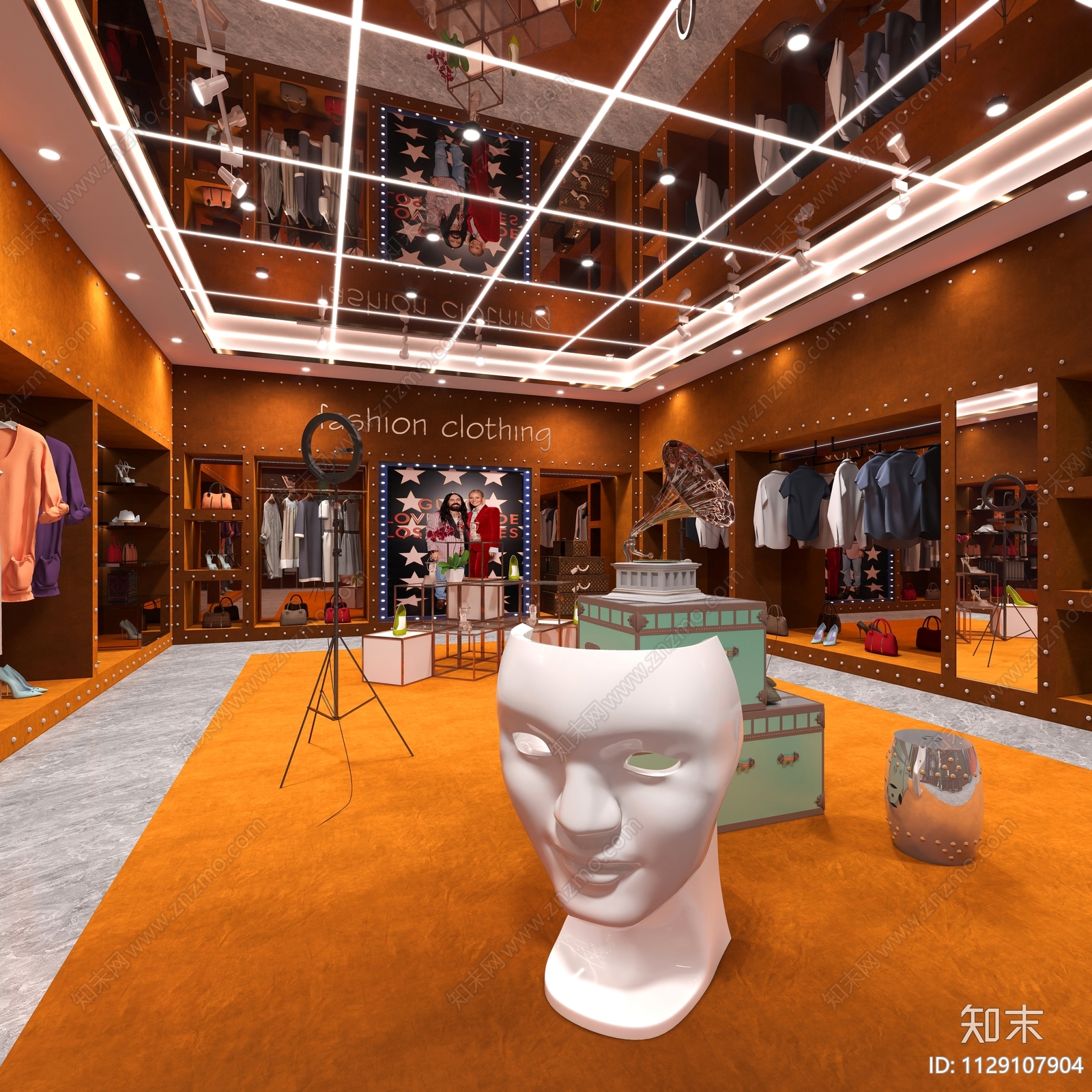 现代服装直播间3D模型下载【ID:1129107904】