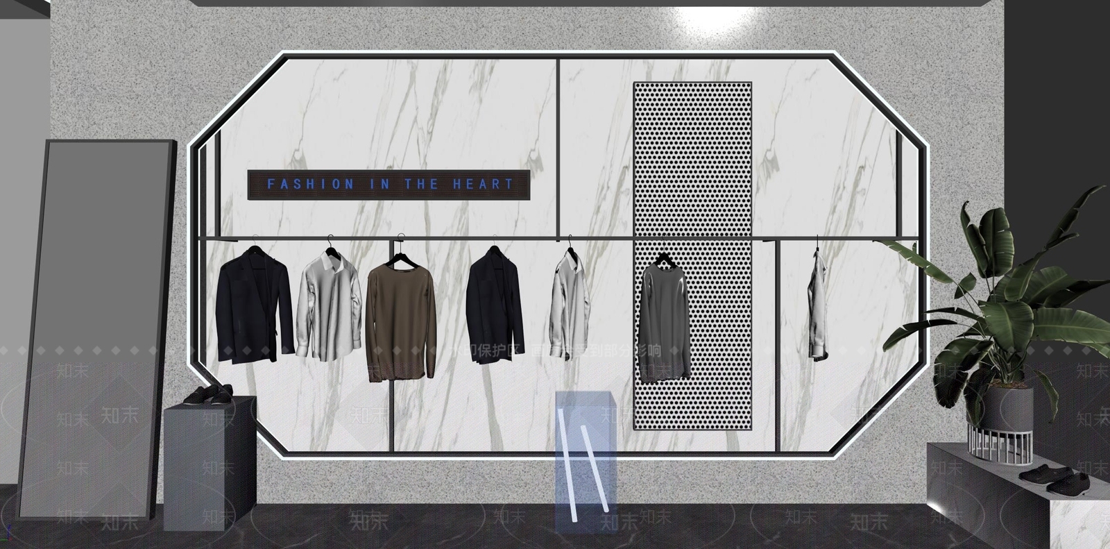 现代潮牌服装店SU模型下载【ID:1129107980】