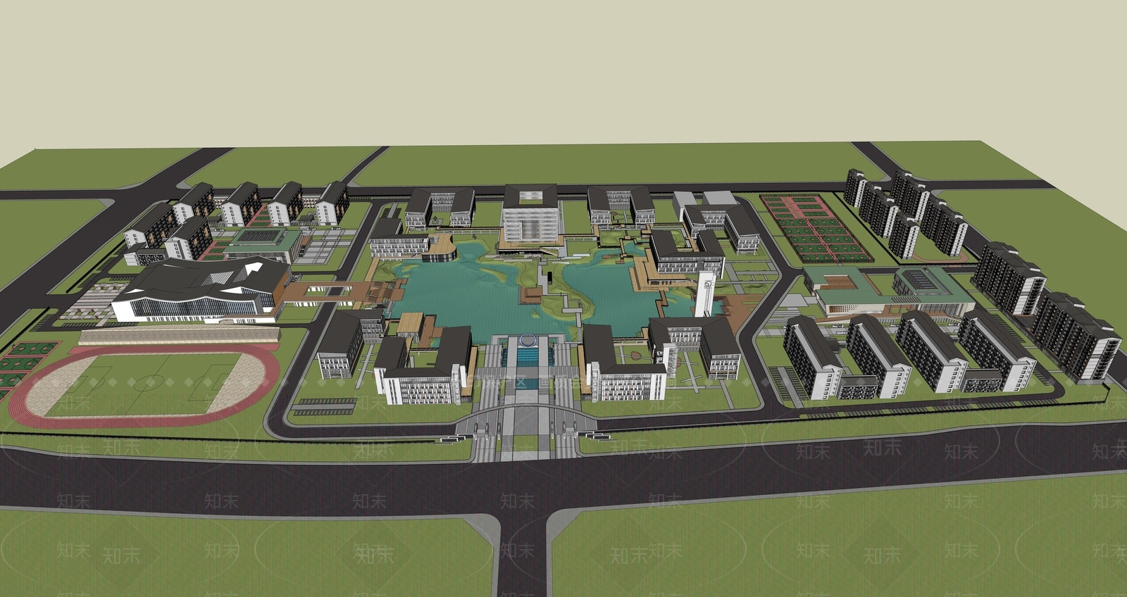 现代校区SU模型下载【ID:1129111064】