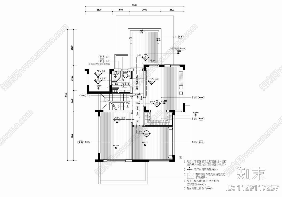 三层上叠别墅cad施工图下载【ID:1129117257】