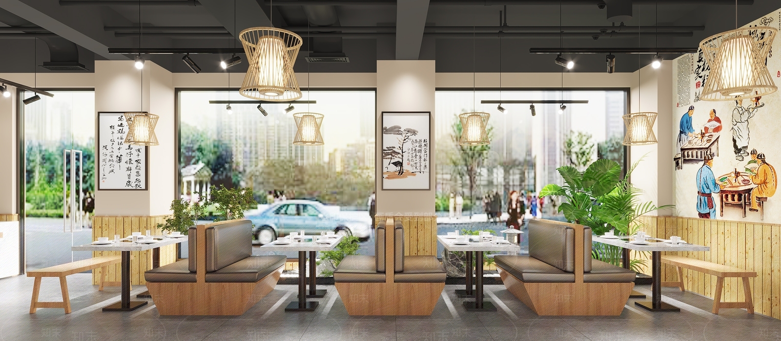 新中式火锅店3D模型下载【ID:1129125895】