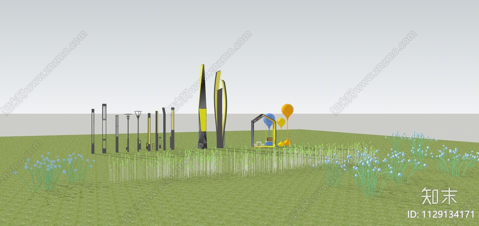 现代景观灯SU模型下载【ID:1129134171】