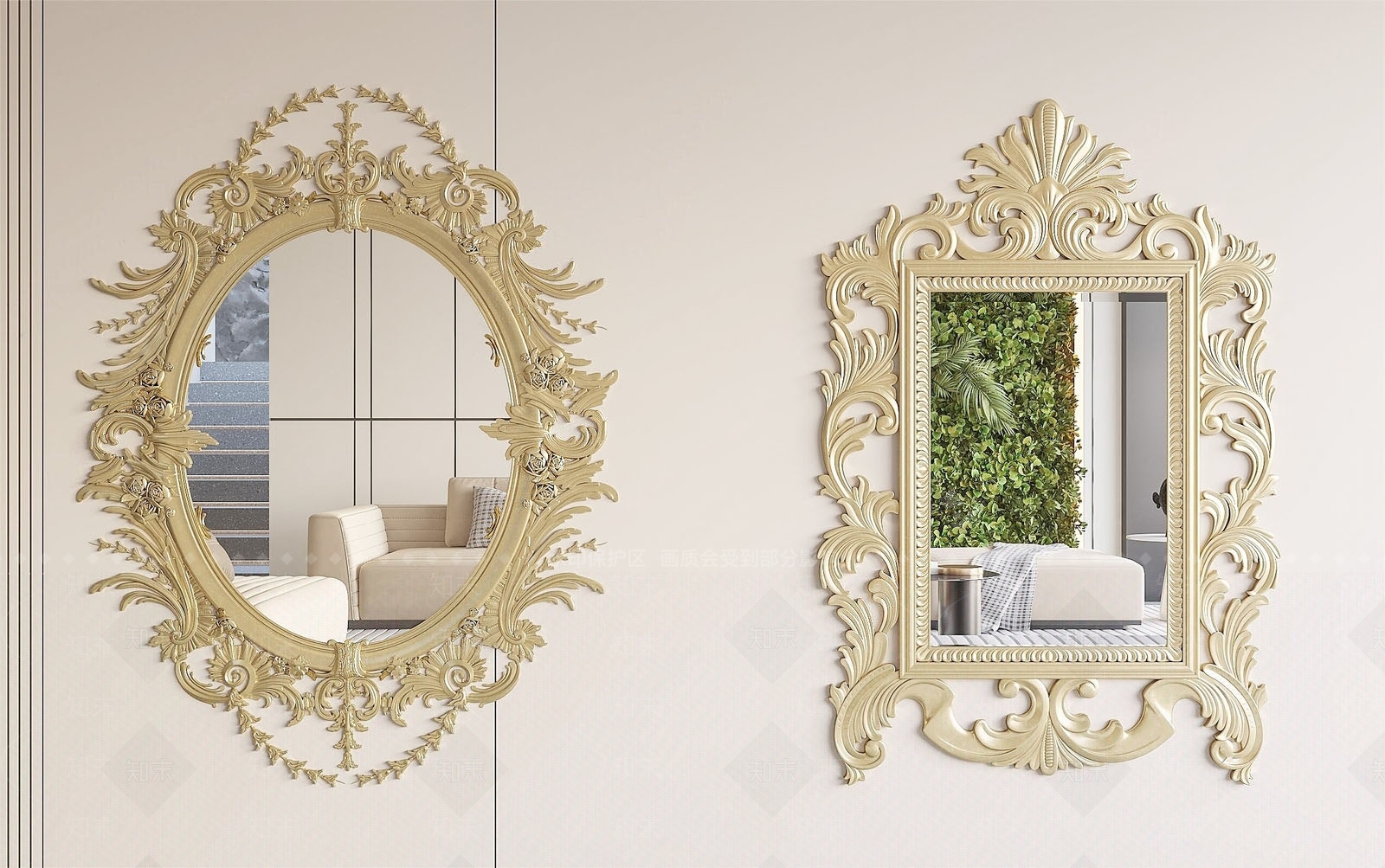 欧式装饰镜SU模型下载【ID:1129134362】