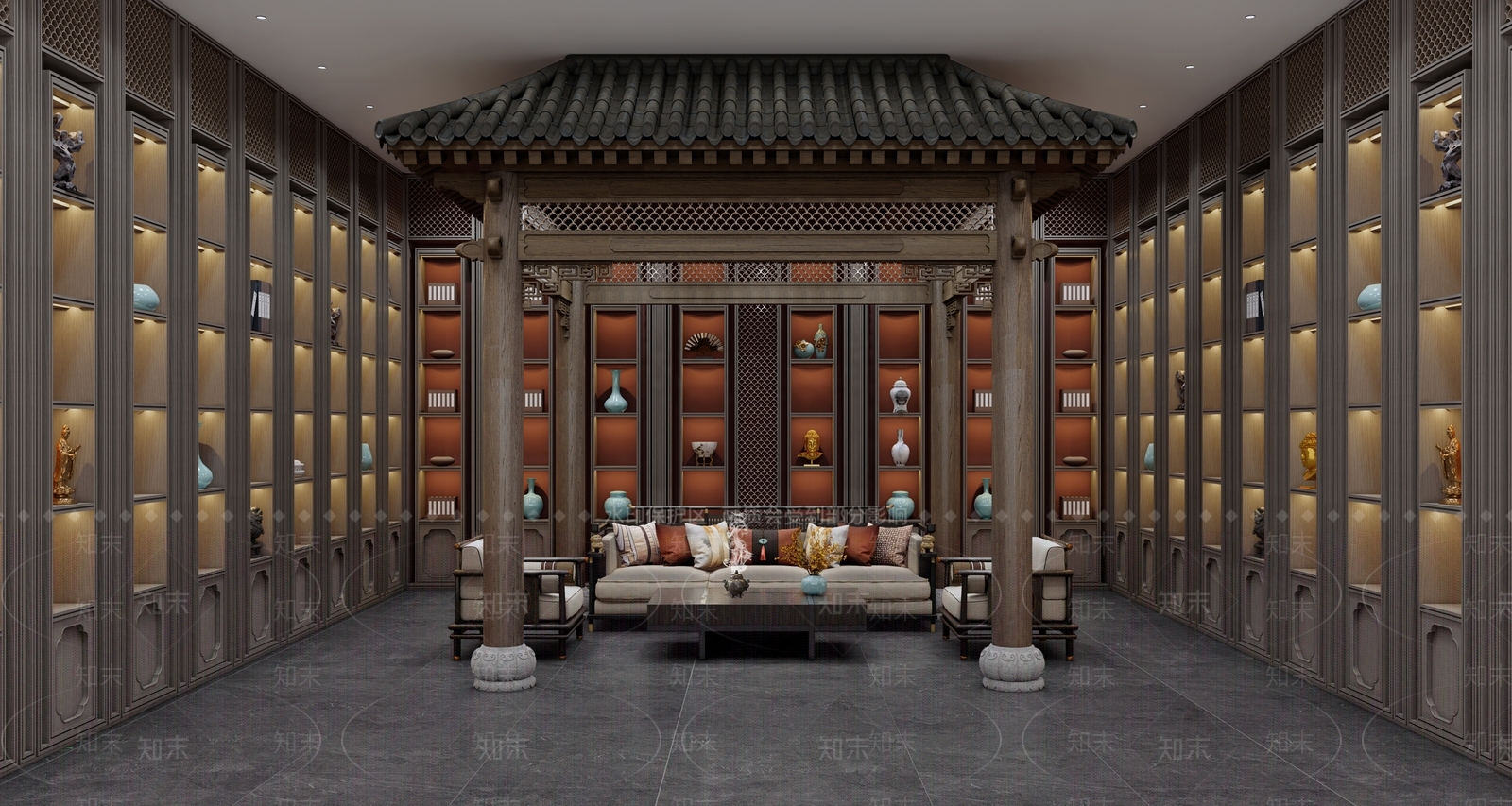 新中式收藏室酒窖SU模型下载【ID:1129135121】
