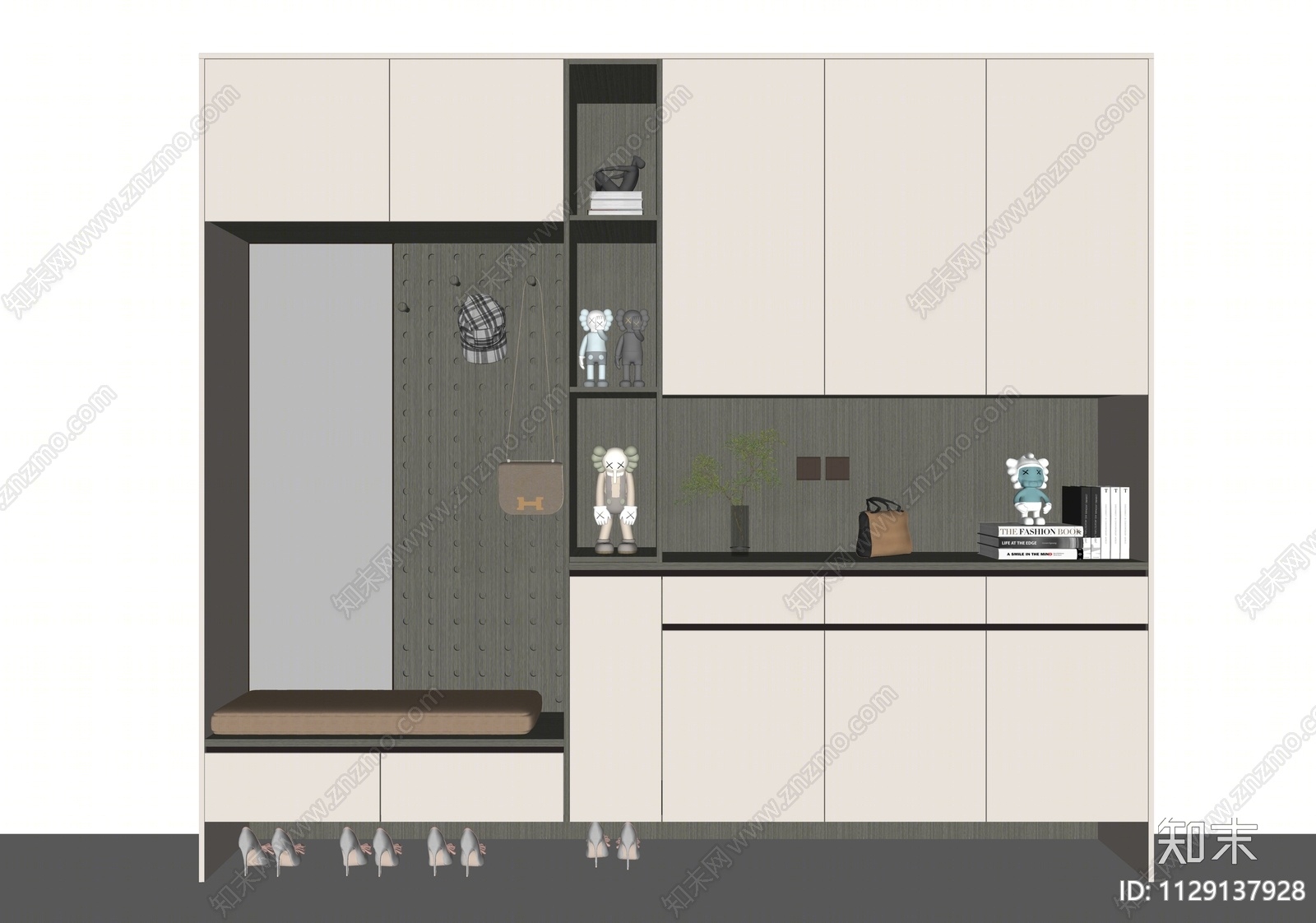 现代玄关鞋柜SU模型下载【ID:1129137928】