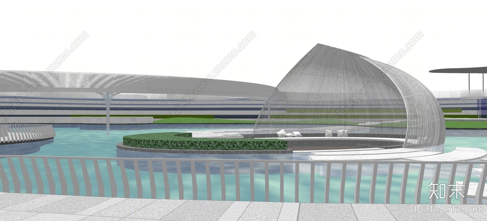 现代风格公园景观SU模型下载【ID:1129139768】