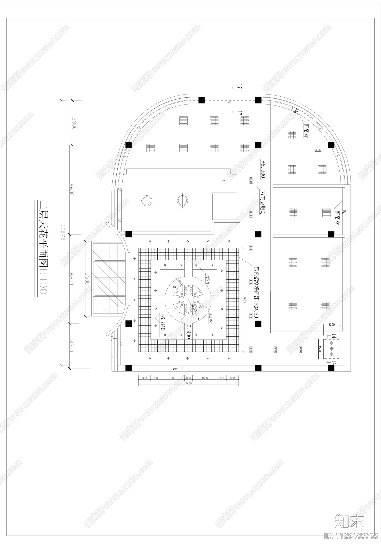 圣荣广场西大门售楼处cad施工图下载【ID:1129488765】