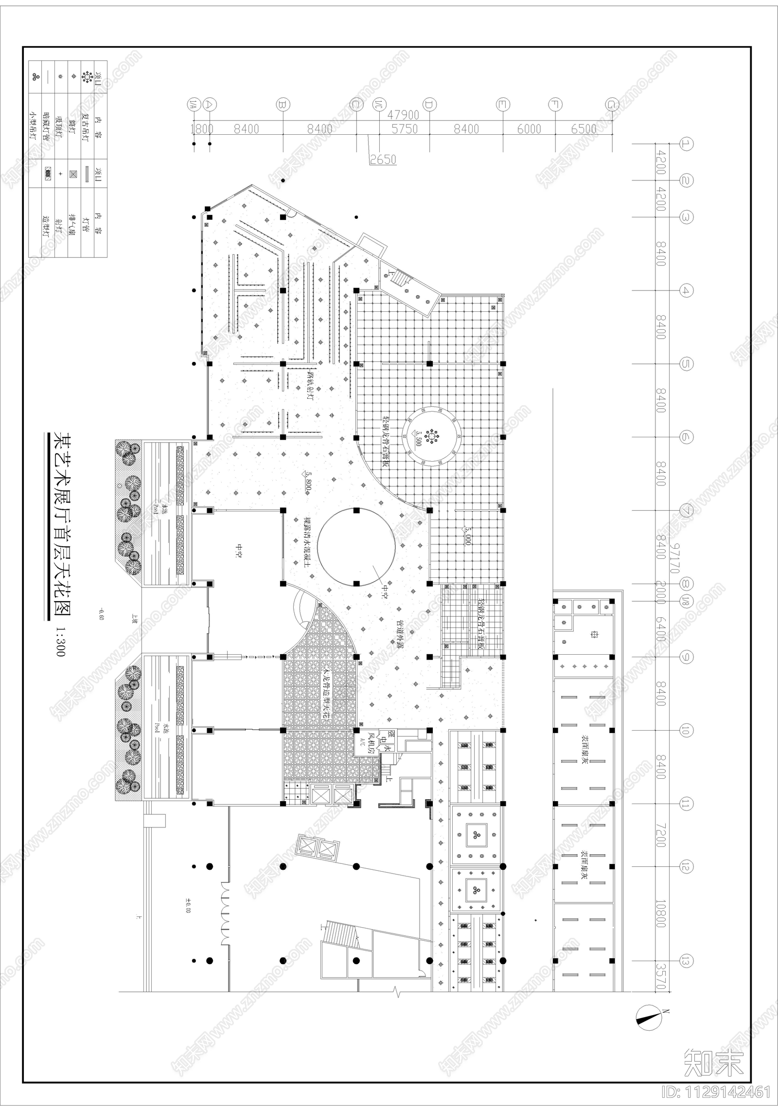 艺术展馆装修图cad施工图下载【ID:1129142461】