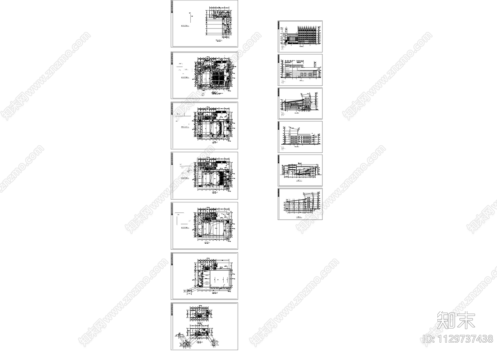 影剧院建筑设计平立面施工图下载【ID:1129737438】