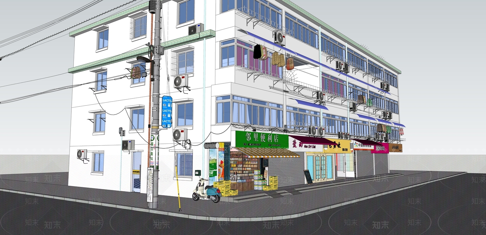 现代门头门面SU模型下载【ID:1129144809】