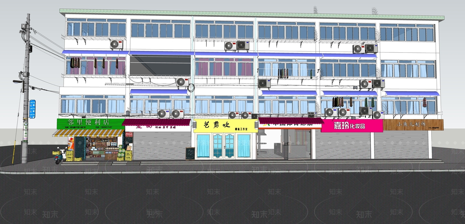 现代门头门面SU模型下载【ID:1129144809】