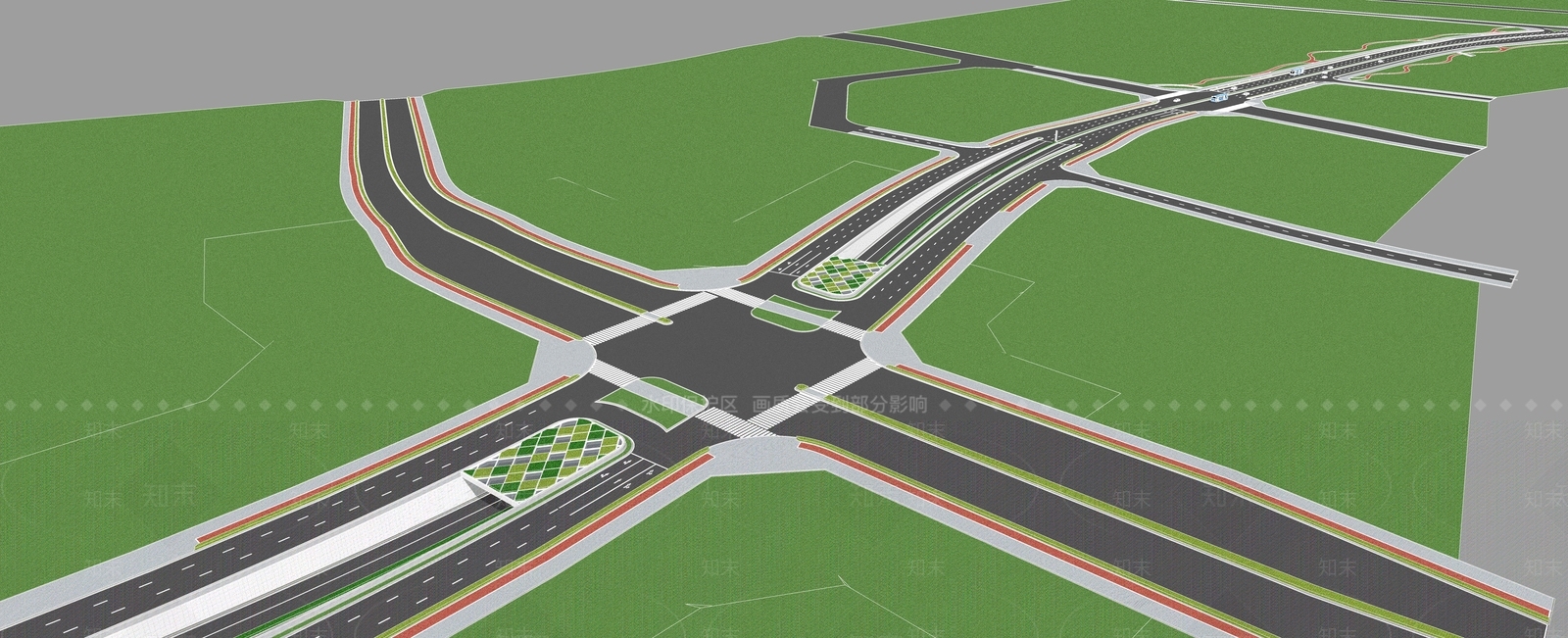 现代市政道路SU模型下载【ID:1129150799】