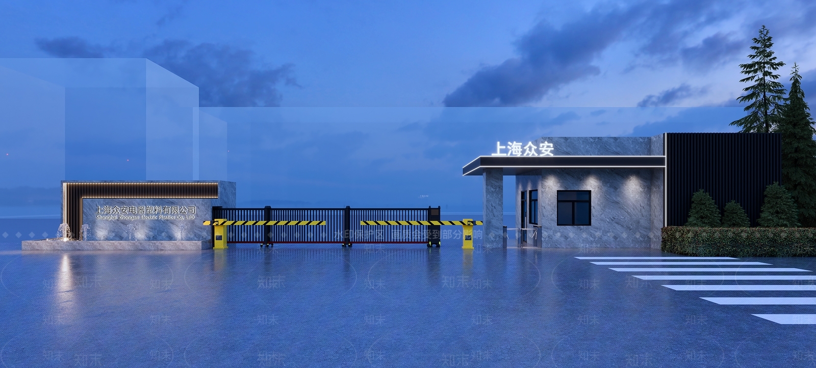 现代电器厂入口大门3D模型下载【ID:1129155095】