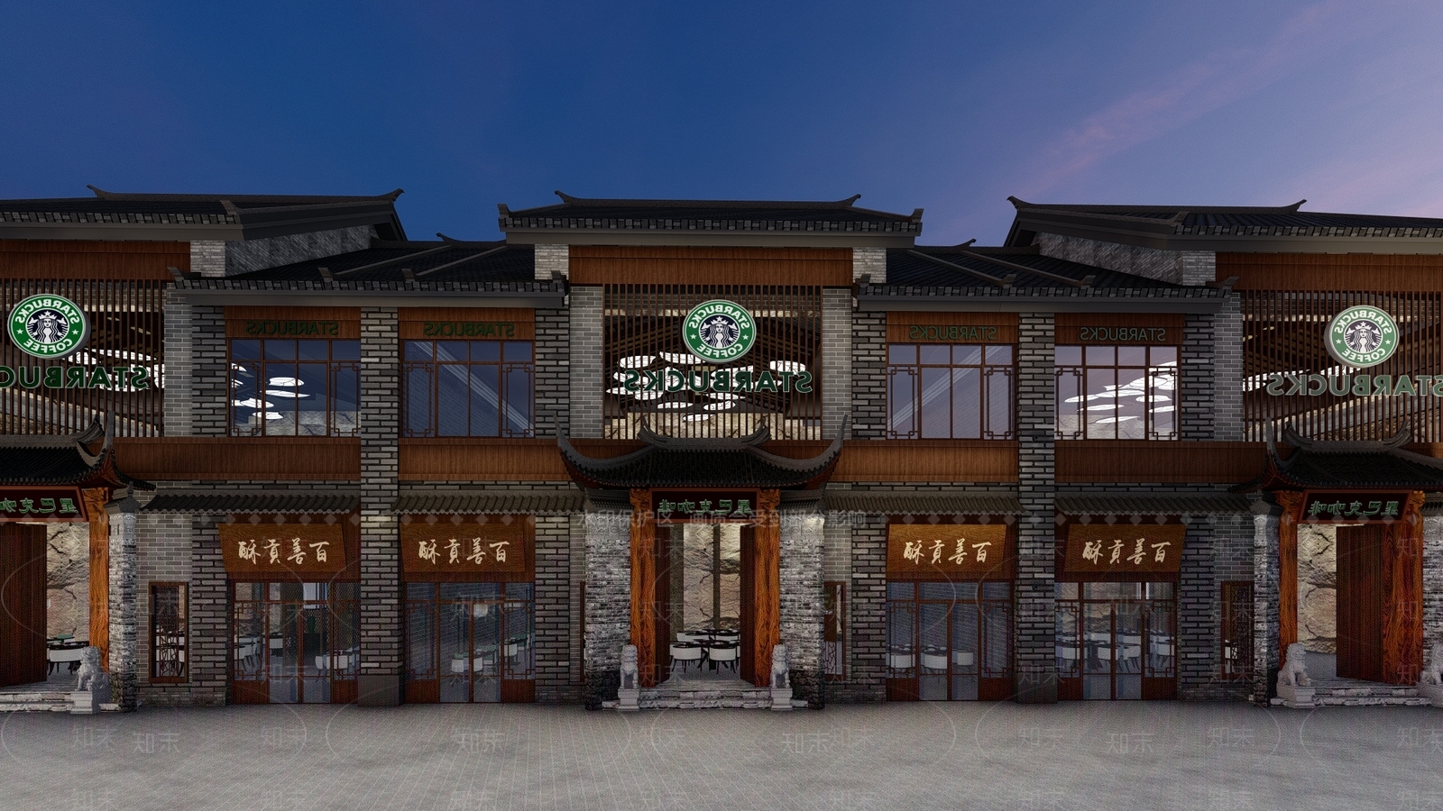 新中式商业街SU模型下载【ID:1129155418】