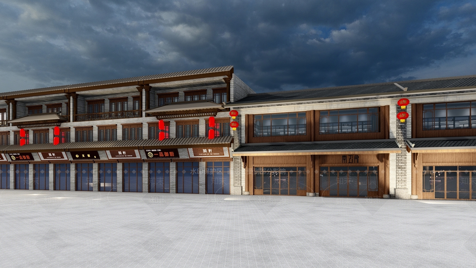 新中式古商业街SU模型下载【ID:1129155847】