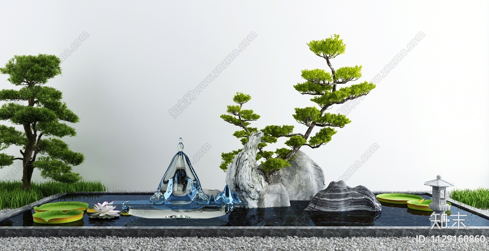 新中式假山水景3D模型下载【ID:1129160860】