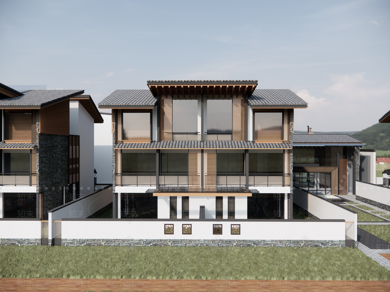 新中式农村自建房SU模型下载【ID:1129168841】